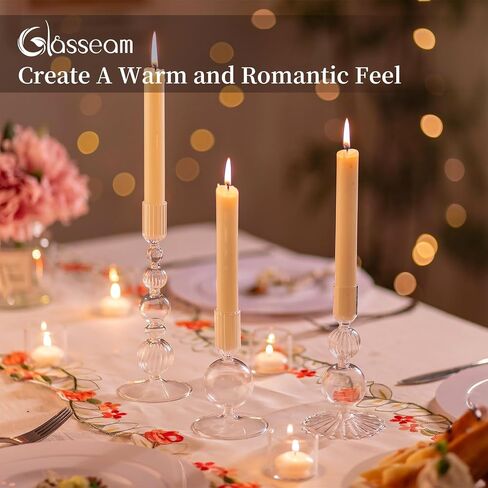 Glasseam Pink Glass Candlestick Holder: Unique Candle Holders Set of 3 Modern Taper Candle Holder Decorative Candle Holders for Table Centerpiece Party Christmas Home Wedding Decoration in Saudi Arabia