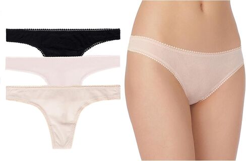 OnGossamer Women's Mesh Hip 3 Pack Thong Panties - Champagne, Small/Medium in Saudi Arabia