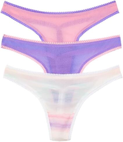 OnGossamer Women's Mesh Hip 3 Pack Thong Panties - Champagne, Small/Medium in Saudi Arabia