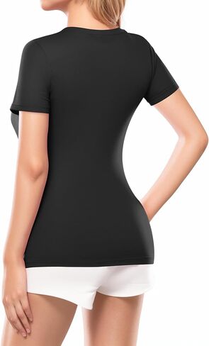 Mangopop Womens Deep v Neck Short Slim Fit Tirt Tops Tops Tee in Kuwait