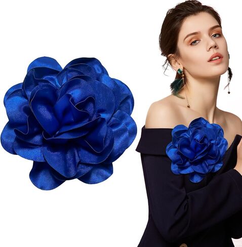 7.5in Extra Large Rose Brooch Exquisite Shiny Satin Camellia Brooch Oversized Flower Brooch Lapel Pin,Suitable for Women Dance Banquet Wedding Hair Clothing Accessories in Saudi Arabia
