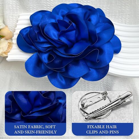 7.5in Extra Large Rose Brooch Exquisite Shiny Satin Camellia Brooch Oversized Flower Brooch Lapel Pin,Suitable for Women Dance Banquet Wedding Hair Clothing Accessories in Saudi Arabia