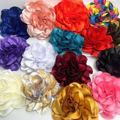 7.5in Extra Large Rose Brooch Exquisite Shiny Satin Camellia Brooch Oversized Flower Brooch Lapel Pin,Suitable for Women Dance Banquet Wedding Hair Clothing Accessories in Saudi Arabia