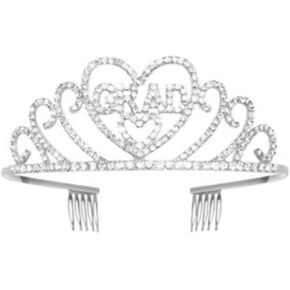 Dzrige Gradue Crown Grad Rhinestone Headband Tiara Tiara for Taguation Party Supplies ، وصالح الحزب ، وزينة التخرج ، والفضة