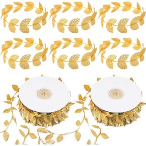 8 Pcs Greek Goddess Gold Leaf Headband with 11 Yards Artificial Gold Leaf Ribbon Costume Accessories for Party Decor