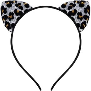 Glitter Leopard Cheetah Ears عصابة رأس للنساء الفتيات ، Halloween Cosplay Leopard Assume Assume accessories for Come in Kuwait