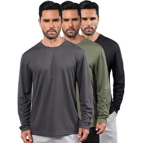 3 Pack Men's Long Sleeve Shirts Quick Dry Moisture Wicking Lightweight Sun Protection T Shirt for Running Outdoor Activities in Saudi Arabia