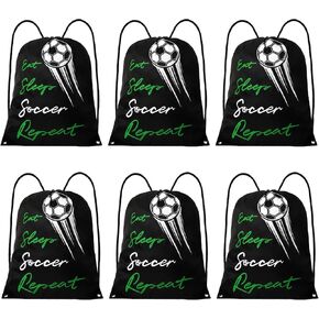 6 Pcs Soccer Bags, Lightweight Draw String Bags Pack Bulk for Boys Girls Youth Adults