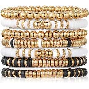 KISS WIFE Surfer Heishi Clay Beaded Bracelets for Women, Summer Beach Jewelry Bohemian Stackable Stretch Friendship Bracelet Set, Trendy Cute Preppy Stuff