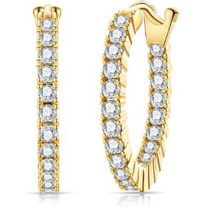 Moissanite Huggie/Inside-Oter/Paper Clip أقراط للنساء والرجال هدية الذهب 14K لها.