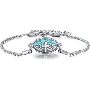 925 Sterling Silver Bracelet Mountain Cross Mustard Seed Star of David Compass Bracelet Jewelry Gifts for Women Men