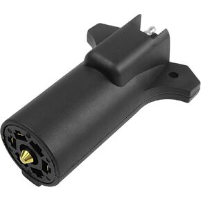 XMSJSIY 12V RV 7 Pin Round to 5 Pin Flat Trailer Wiring Adapter 7 Way Blade to 5 Way Trailer Light Plug Connector Socket for Boat RV Trailers and Lights -1 Pcs