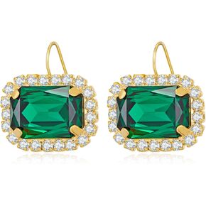 Emerald Green Earrings - Gold & Emerald Button Earrings for Trendy Women's Gifts