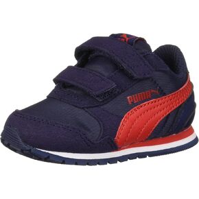 PUMA ST Runner Hook and Loop Sneaker, Peacoat-Ribbon Red, 1 US Unisex Little Kid