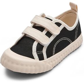 Balabala Toddler Sneakers for Boys and Girls Dual Hook and Loops Sneakers Slip On Canvas Shoes Soft and Durable
