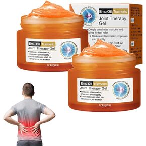 2 PCS Emu Oil Turmeric Joint Gel，Professional Emu Oil Turmeric Bone Sooth Gel for Joint Activities Throughout The Body, Joint Soothing Massage Gel for Back, Neck, Hands, Knee