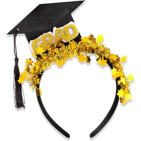 Jaciya Graduation Cap Beadband with Tassel - Glitter Grad Association for Women Girls Grad Party Favors & Photo Props