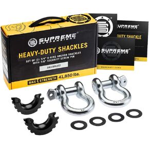 المعلقات العليا على الطرق الوعرة على الطرق الوعرة - ثقيلة 3/4 "D -Ring Stackle مع 7/8" دبوس المسمار وعوزل (1pc أسود) - 41،850 رطل قوة كحد أقصى - مربع الغموض المضمّن مع الشراء