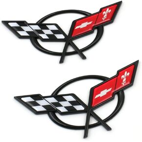 2pc 1997-2004 Corvette C5 Emblem Reck Deck Deck LID 3D Brossed Scroped Barged Parge of Corvette (Black Red)