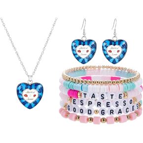 Sabrina Necklace Bracelet and Earring Sets for Women 𝐒𝐡𝐨𝐫𝐭 𝐧' 𝐒𝐰𝐞𝐞𝐭 Concert Necklace Sabrina Album Inspired Merch Costume Outfit Accessories