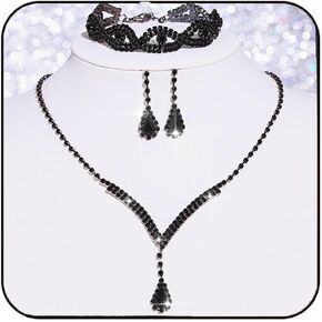 Aukmla Bridal Wedding Jewelry Set Rhinestones Wedding Necklaces Earrings Bracelet Sets Ctystal Prom Jewelry for Women and Brides