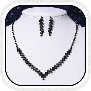 Aukmla Bridal Jewelry Set Rhinestones Bride Wedding Necklace Earring Sets Prom Costume Necklaces for Women