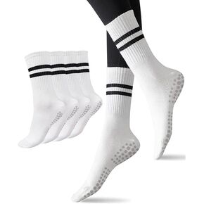 Pilates Socks Yoga Socks with Grips for Women Non Slip Barefoot Workout Crew Sock for Pregnant Ballet Dance