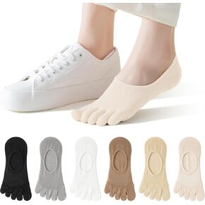 Mottee & Zconia 6 Pairs Women's No Show Soe Socks Cotton Low Cut Five Finger Coord for Women Athletic Running Socks