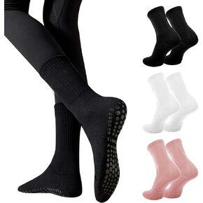 3 Pairs Non Slip Yoga Socks for Women Anti-skid Long Socks for Yoga, Barre, Ballet, Dance, Barefoot Workout Gym in Kuwait
