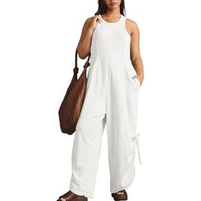 Beach Vacation Clothes Wide Leg Jumpsuits for Women Casual Loose Sleeveless Dressy Summer Oevralls 2025 Trendy