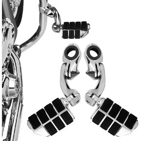 1-1/4" Motorcycle Highway Pegs for Harley Crash Bars Short Angled Foot Pegs Compatible with Harley Softail Sportster Road Glide Honda Kawasaki Suzuki Yamaha Indian with 25mm 32mm Engine Guard