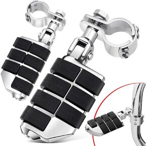 Benlari 3-Piece Highway Pegs with Mount Clamp Kit Motorcycle Footpegs 1in 1-1/4in 25mm 32mm Fit for Harley Davidson for BMW for Honda for Suzuki for Kawasaki Engine Guards Crash Bars Style 03 Chrome