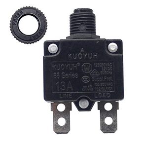 KUOYUH 88 Series 3, 5, 7, 8, 10, 12, 13, 15, 16, 20, 25, 30 Amp DC Circuit Breaker Push-Button Reset with Quick Connect Terminals and Transparent Waterproof Button Cover (8A)