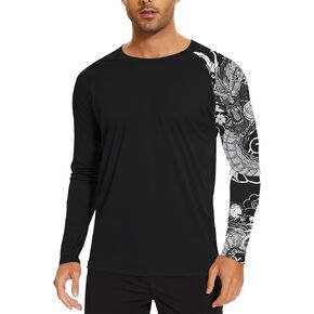 Mens Rash Guard Long Sleeve UPF 50+ Quick Dry Sun Shirt UV Protection SPF Water Shirt Fishing Swimming HH24024 in Saudi Arabia