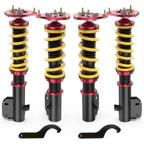 Lowering Coilovers Struts Compatible for 2002-2007 Subaru Impreza GDB GDA Compatible for 2005 Saab 9-2X Front & Rear Shocks Adjustable Height Suspension Coil Spring Strut (Set of 4)(Yellow)