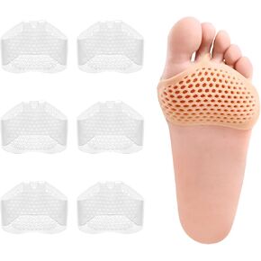 3 Pairs Complexion Metatarsal Pads, Ball of Foot Cushions, Reusable Breathable Soft Gel Forefoot Pads, Neuroma, Relief & Prevent Pain, Unisex, Pink, Face & Foot, Dancing, Running, Work