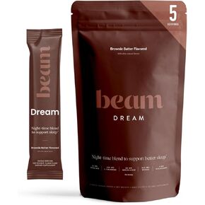 Beam Dream Sleep Powder, Sleep Aid, Sleep Aids for Adults, Contains Magnesium, Melatonin, L Theanine, Apigenin, Natural Sleep Supplement, Vegan, Non GMO, 3rd Party Tested, 5 Servings, Cinnamon Cocoa