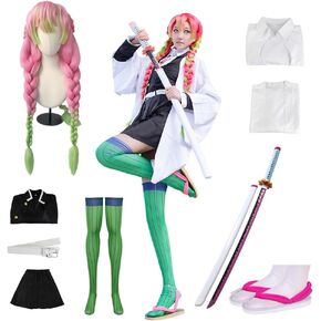 Full Set Anime Halloween Costume Kanroji Party Role Cosplay Costume Cloak Kimono Outfit W/Shoes Wig Sword