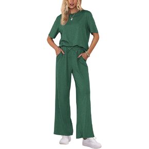 Ekouaer Lounge Sets for Women 2 Piece Mock Neck Pajamas Short Sleeve Pj Tops Long Pants with Pockets