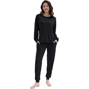 Joyaria Womens Bamboo Viscose Pajamas مجموعة فائقة الأكمام الطويلة السراويل الصال