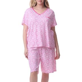 Karen Neuburger Women's Plus Size Sleeve Tee and Bermuda Short Pajama Set