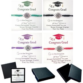 4 PCS Compass Compass Bracelets قابلة للتعديل الأساور المنسوجة مجموعة إكسسوارات مجوهرات كبيرة ملهمة التخرج