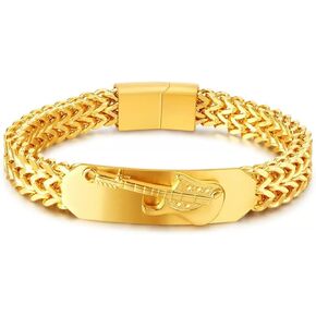 18K Pure Gold Cuban Bracelet, Miami Cuban Bracelet, Guitar Love Bracelet, Valentine's Day/Birthday/Christmas Gift Box