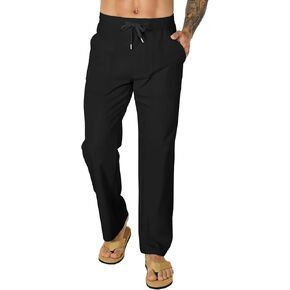 Susclude Mens Casual Pants Stretch Lightweight Beach Pants for Men Loose Fit Summer Vacation Trousers Men with Pockets