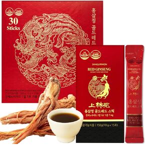 Korean Food Sanglimwon Red Ginseng Gold Stick, 7mg Ginsenosides, 30 Sticks, Korean Panax Ginseng Extract for Vitality and Wellness, 상림원 홍삼, Total 300ml (10.14 fl oz)
