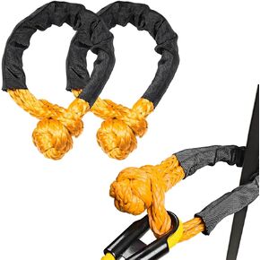 2 PCS Soft Shackle, Light Weight Car Road Recovery Shackle, UHMWPE Tow Shackles for Sailing Cars, SUVs, UTV, ATV, Trucks Recovery, Universal Exterior Car Accessories (Orange)
