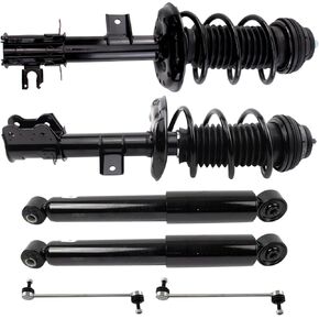 TRQ Front and Rear Suspension Kit Complete Strut & Coil Spring Assembly Shock Absorber Sway Bar Stabilizer Link Compatible with 2012-2017 Fiat 500