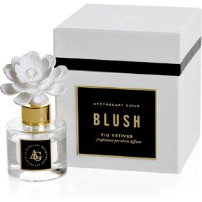 Zodax Apothecary Guild Blush Porcelain Diffuser 2.75" x 2.75" x4.5" Black Fig Vetiver