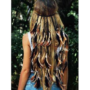 GORTIN Boho Feather Headband Hippie Headpiece Indian Headdress Gypsy Costume Hair Accessories for Women
