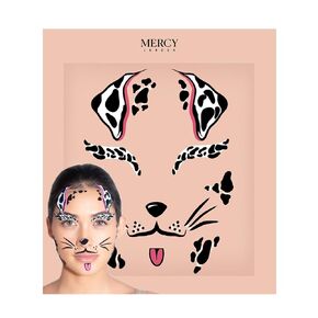 Dalmatian Dog Face Stickers by Mercy London Skeleton Costume Accessories Face Gems Jewels All in One Halloween Stick On Sticker